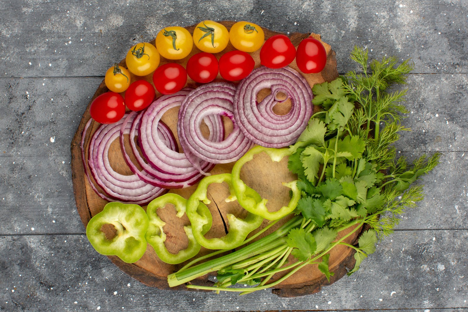 Tomatoes, Onions, Lettuce,